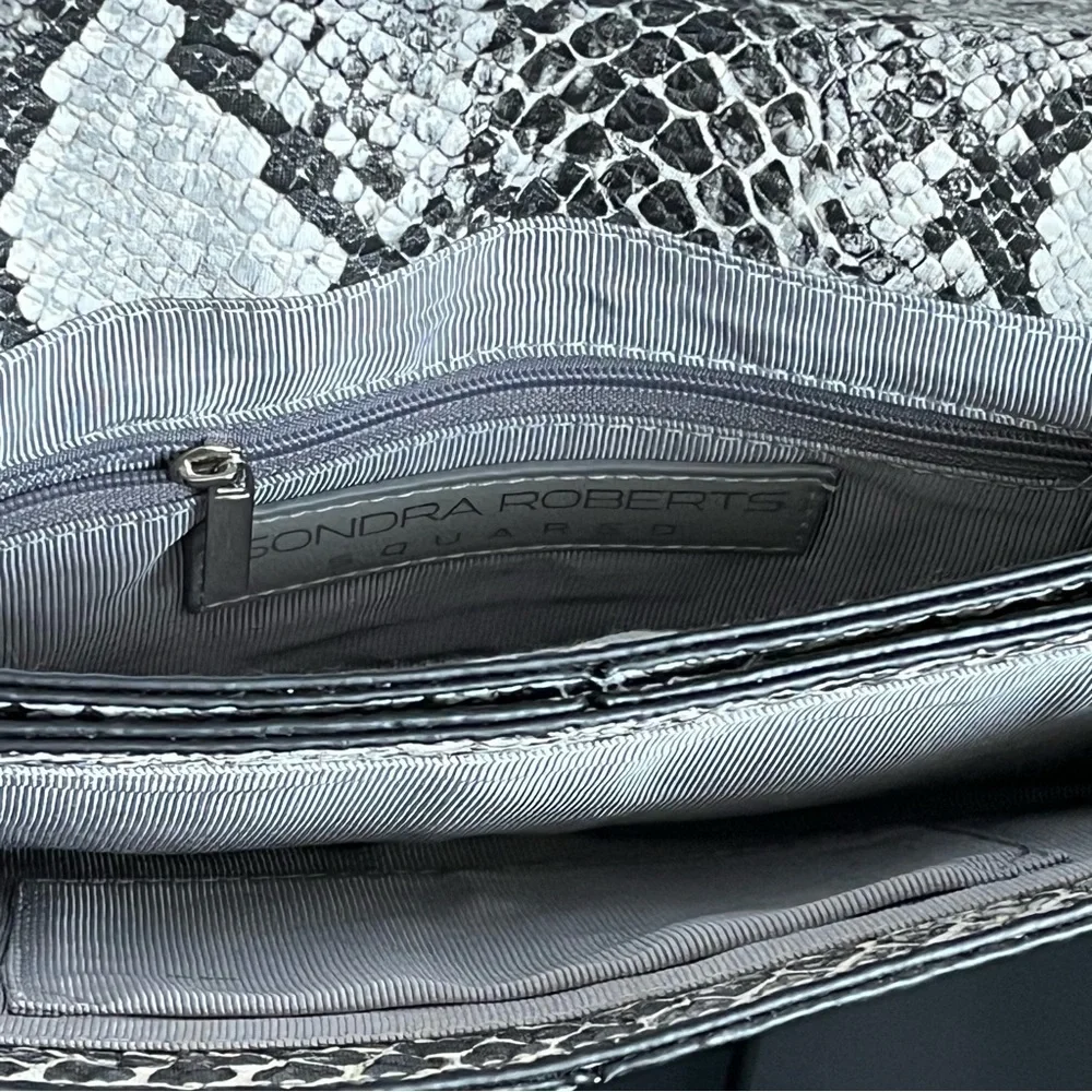 Sondra Roberts Squared Snakeskin Print Clutch Bag